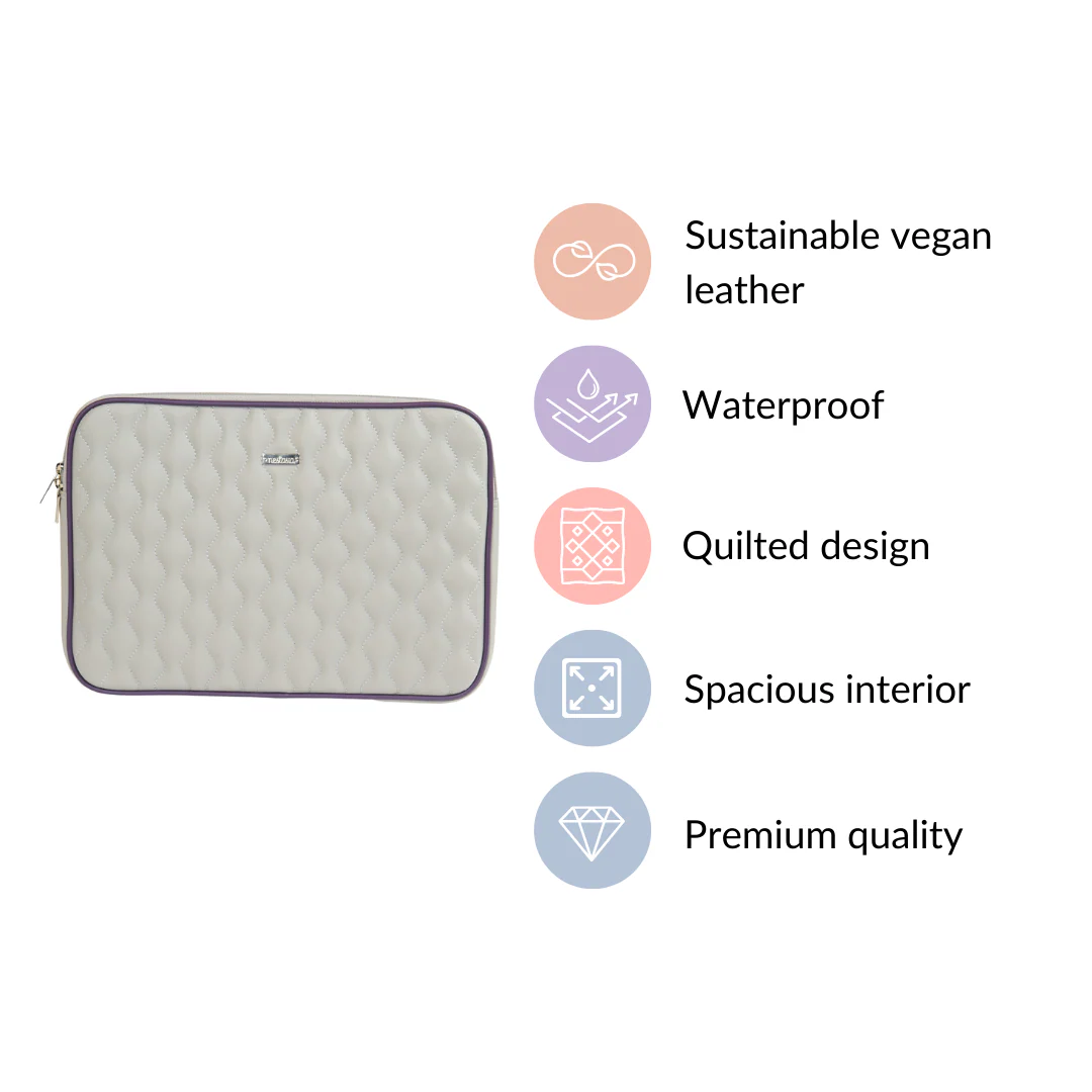 Soft Vegan Leather Laptop Sleeve Grey - Image 6