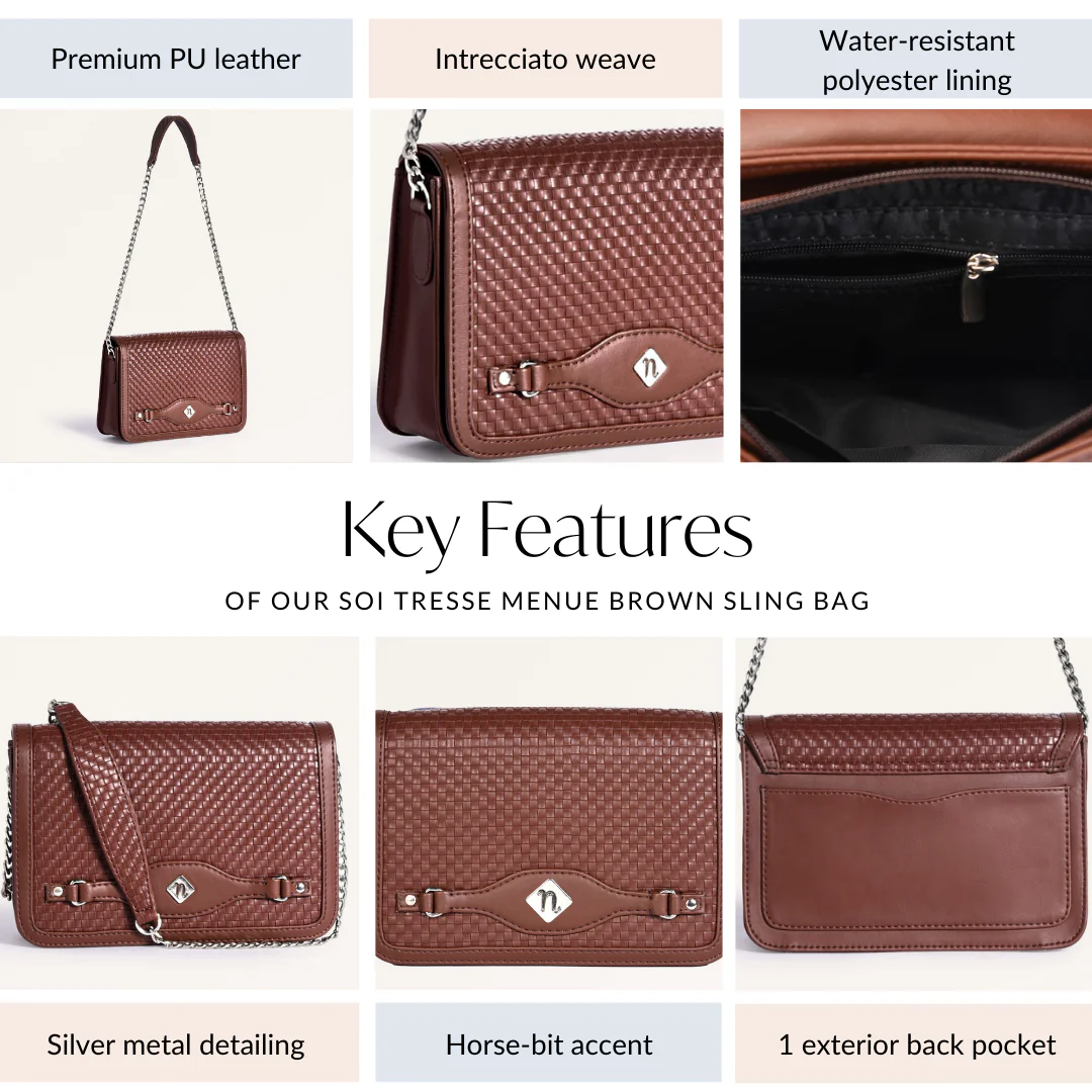 Soi Tresse Menue Brown Sling Bag - Image 6