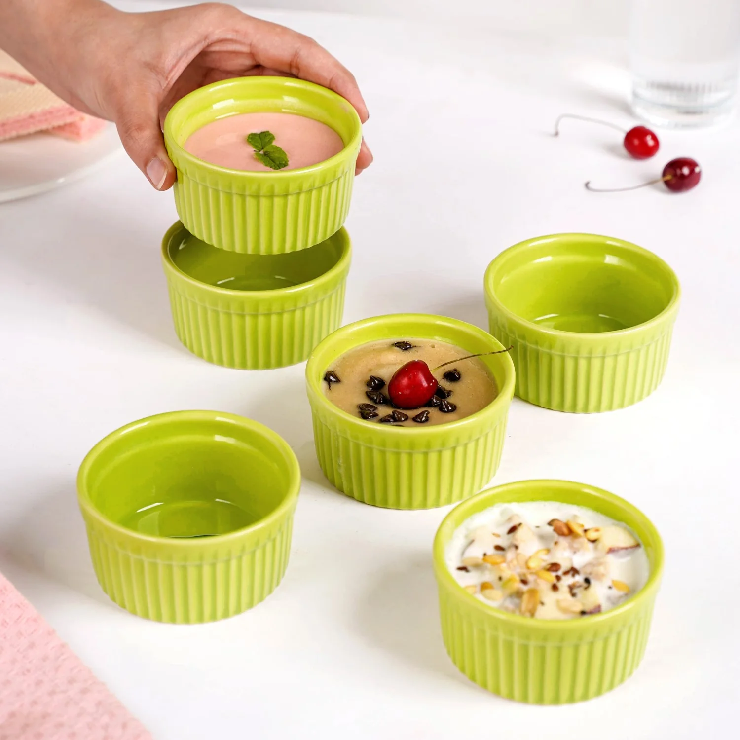 Souffle Ramekin Set Of 6 Green 150ml - Image 2
