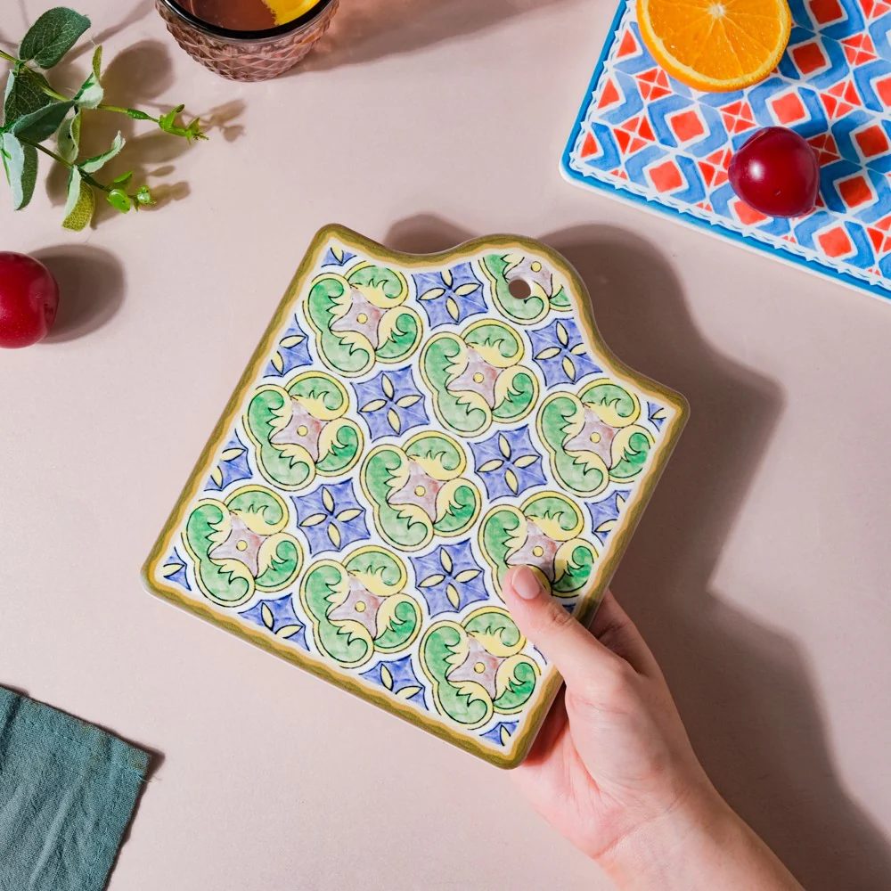 Spanish Hand Painted Pattern Ceramic Platter 7 Inch - Image 2