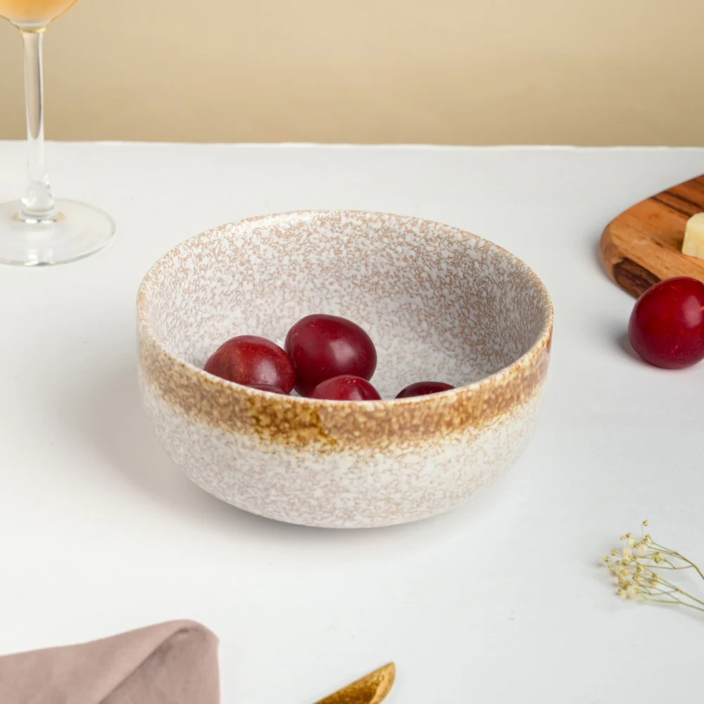 Speckled Glossy Curry Bowl Grey Brown 500 ml - Image 3