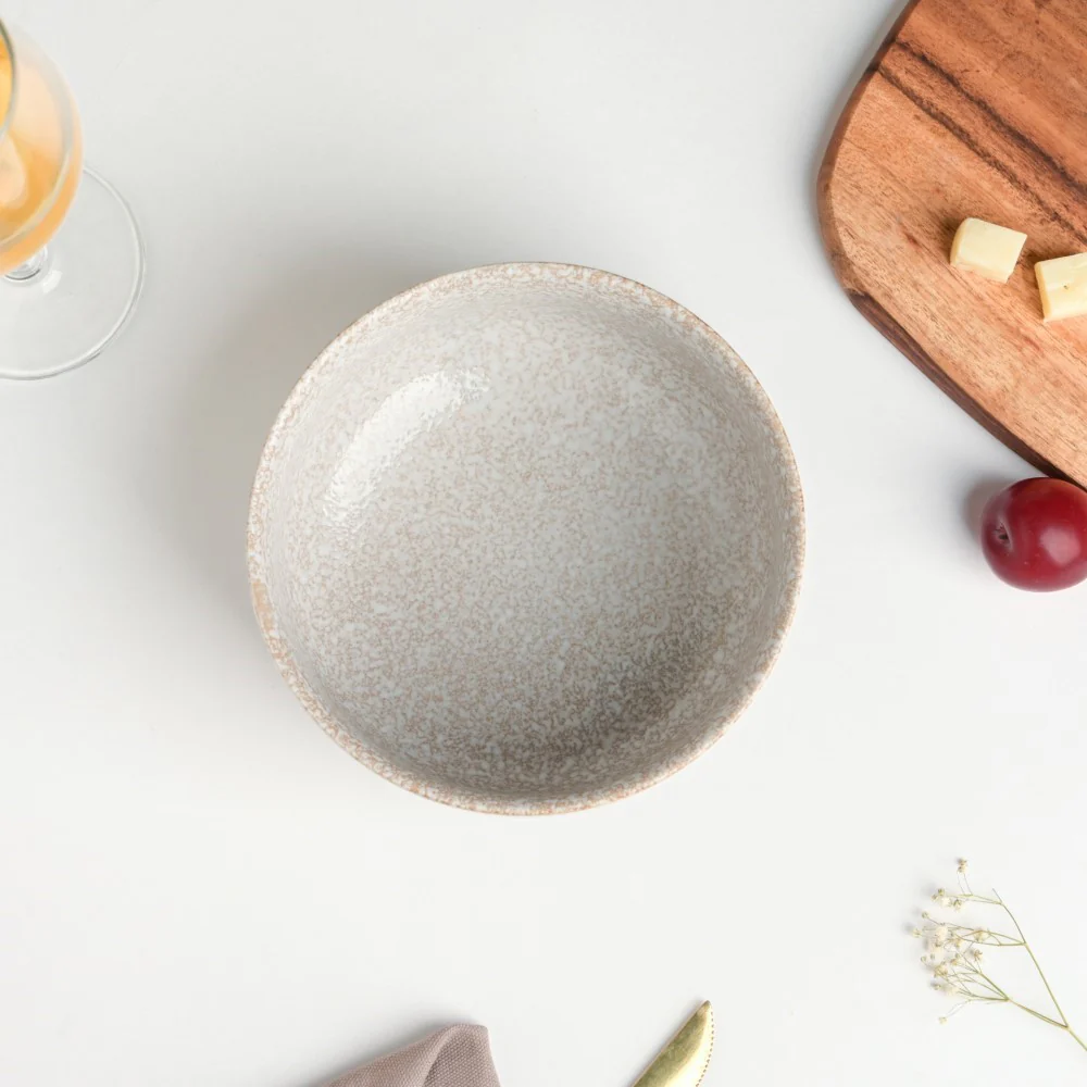 Speckled Glossy Curry Bowl Grey Brown 500 ml - Image 4
