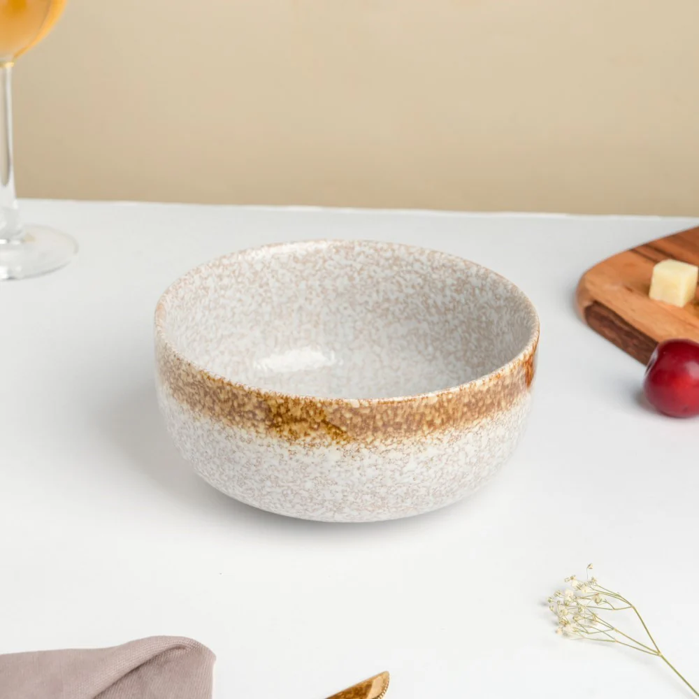 Speckled Glossy Curry Bowl Grey Brown 500 ml - Image 5