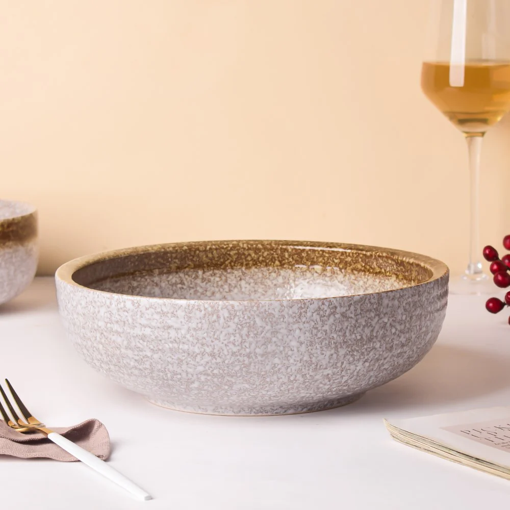 Speckled Serving Bowl Beige And Grey 9 Inch 1700 ml - Image 4