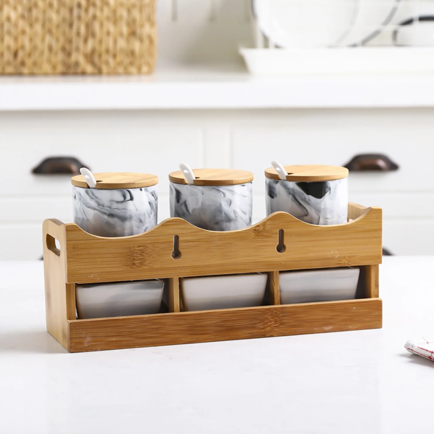 CHICERAMIC Marble Spice Box with Drawers - Grey - Image 3
