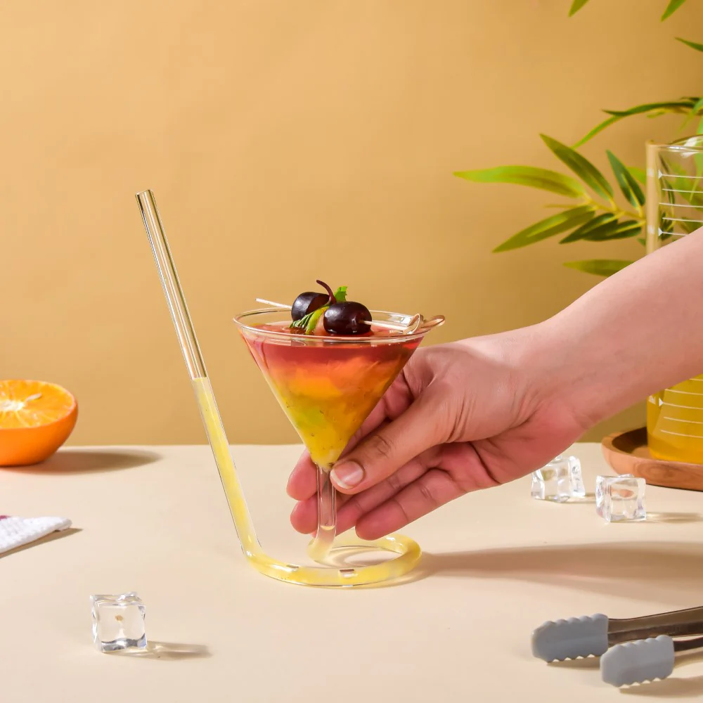 Spiral Cocktail Glass With Straw - Image 3
