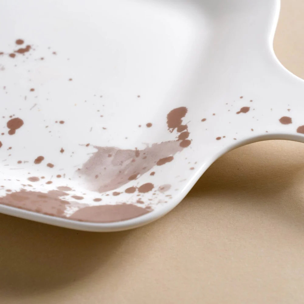 Splash Patterned Snack Plate With Handle Brown 11 Inch - Image 8