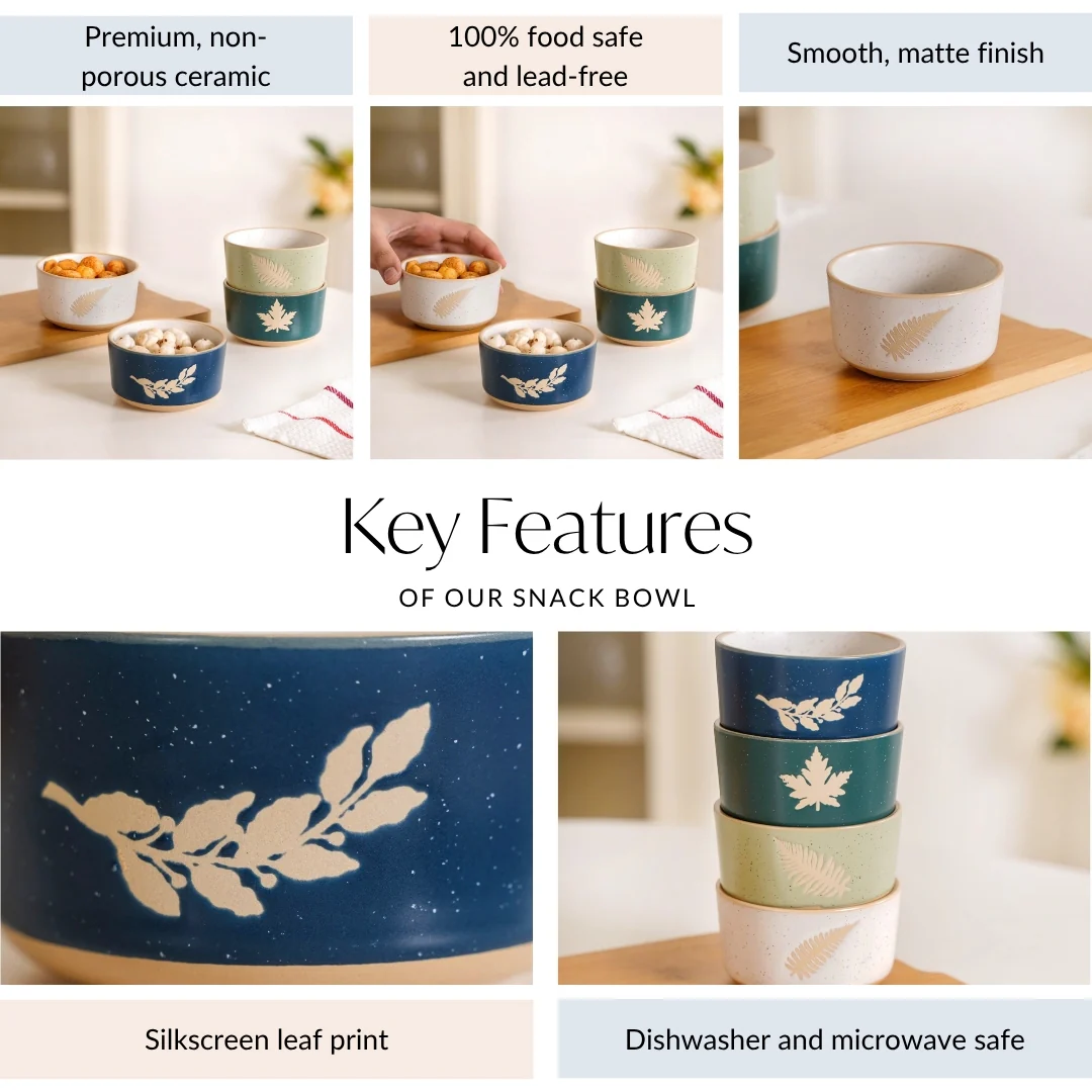 Spring Leaf Ceramic Snack Bowl Set Of 4 180ml - Image 4