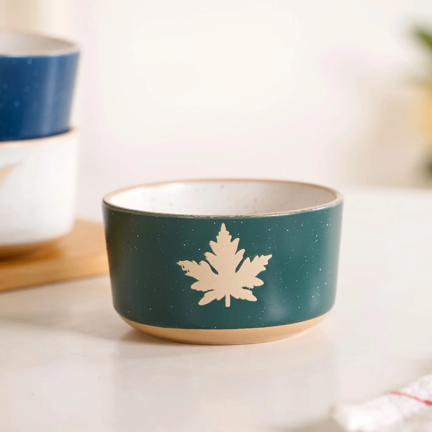 Spring Leaf Ceramic Snack Bowl Set Of 4 180ml - Image 9
