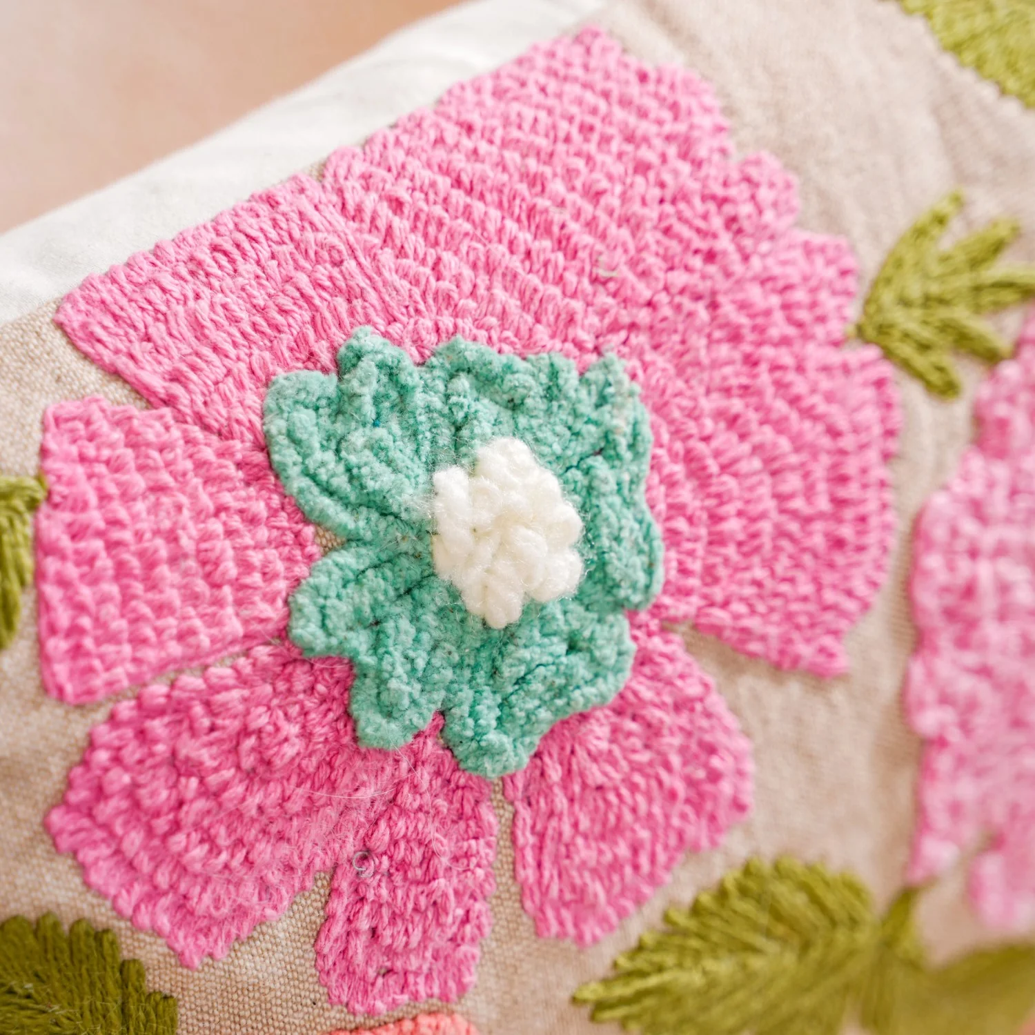 Spring Saga Embroidered Cushion Cover 20x14 Inch - Image 3