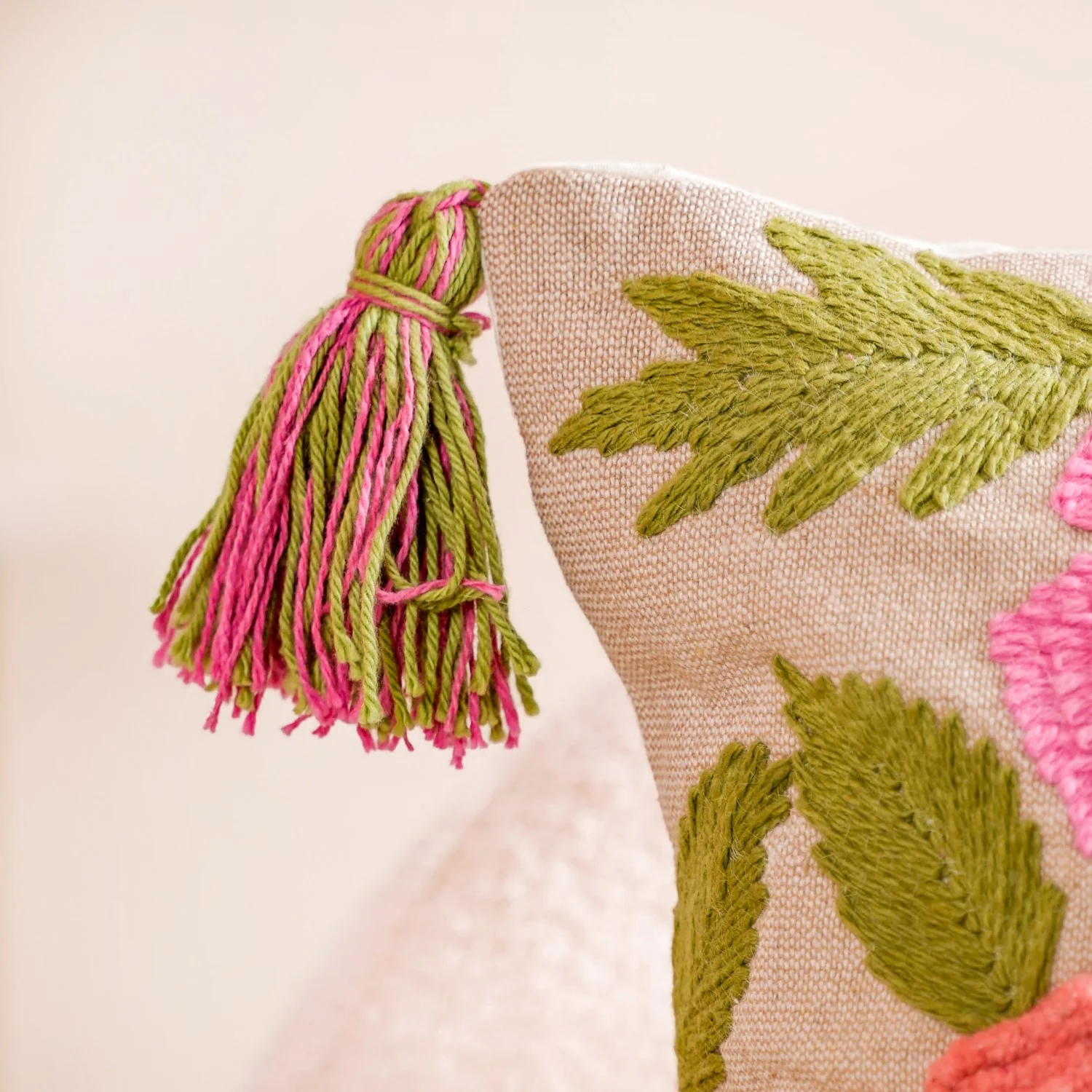 Spring Saga Embroidered Cushion Cover 20x14 Inch - Image 6