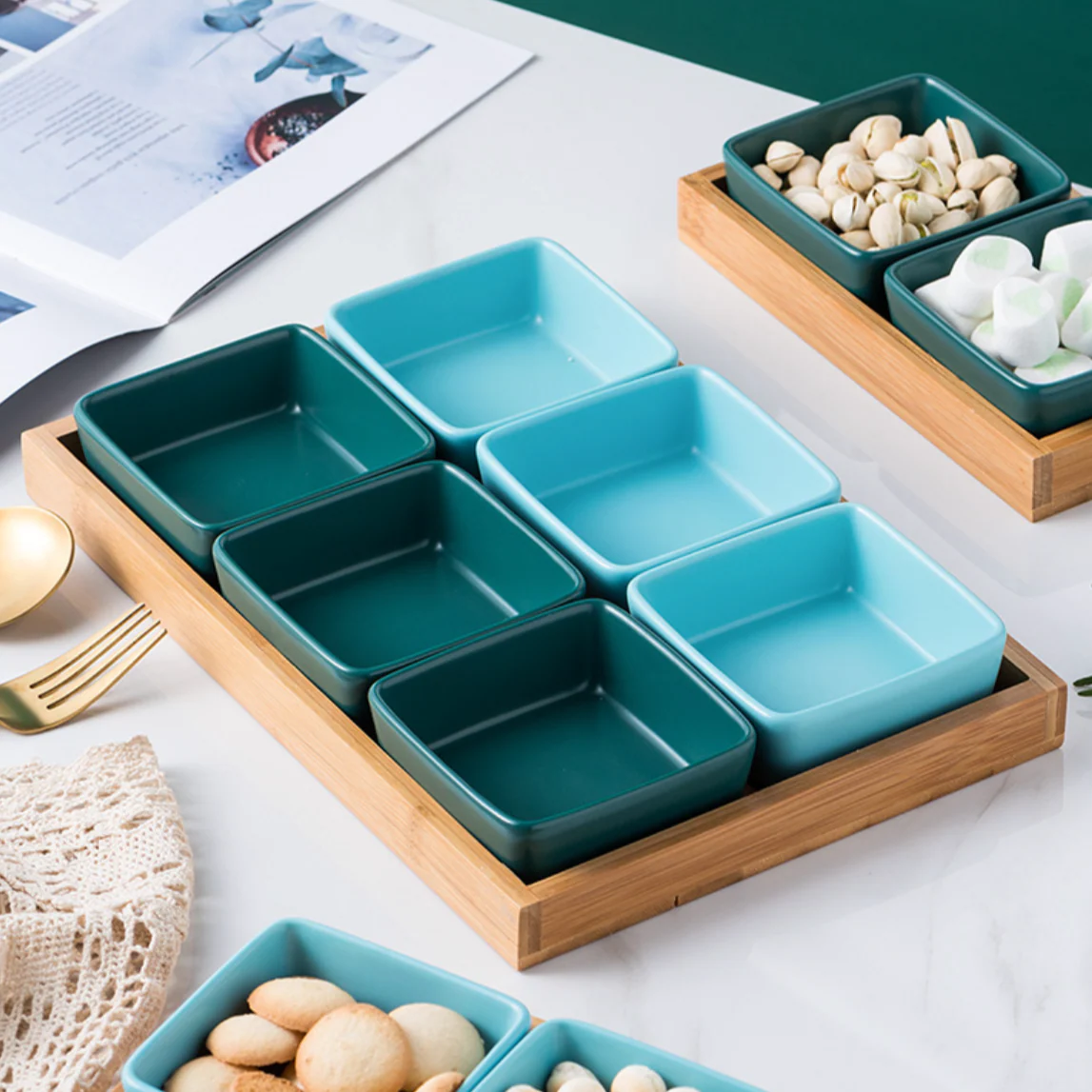 Square Bowls and Wooden Trays - Image 9