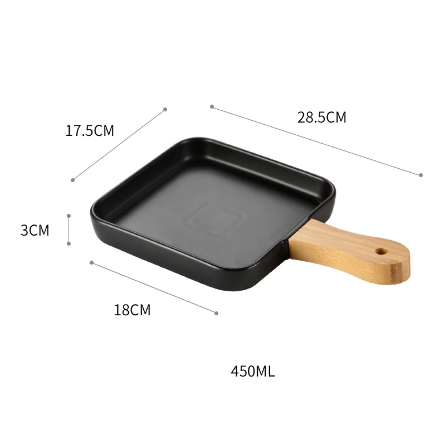 Square Plate With Wooden Handle Black - Image 5