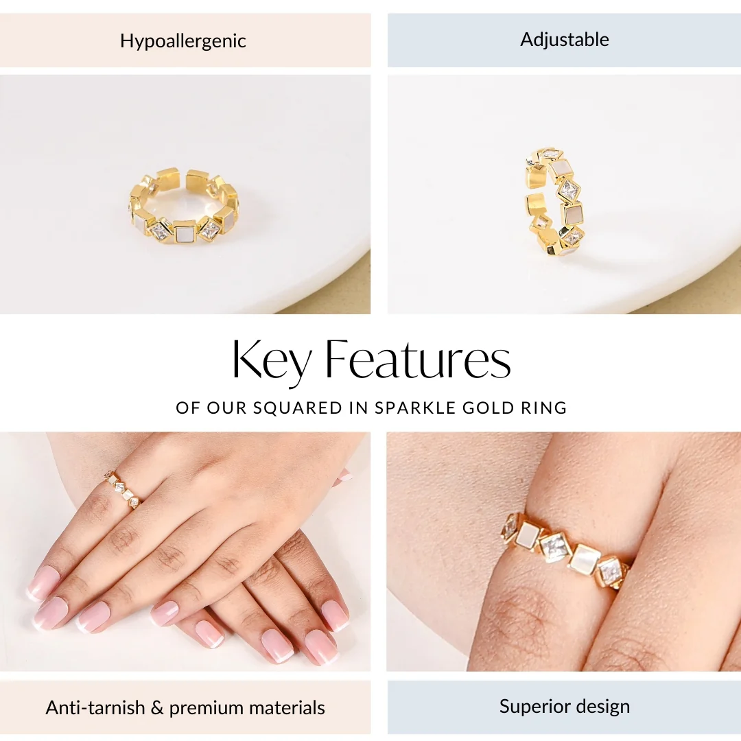 Squared In Sparkle Gold Ring - Image 3