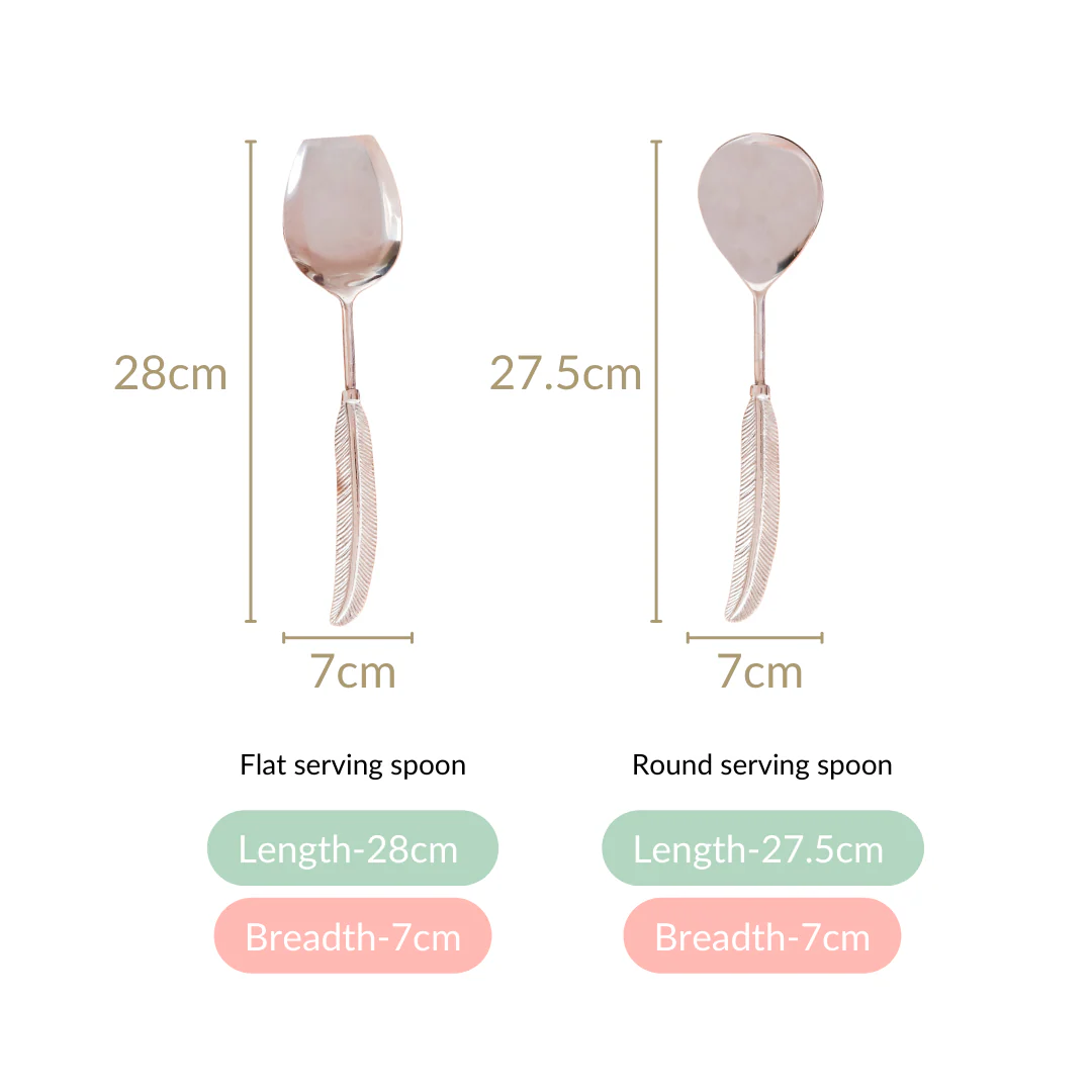 Stainless Steel Feather Serving Spoon Set Of 2 - Image 6