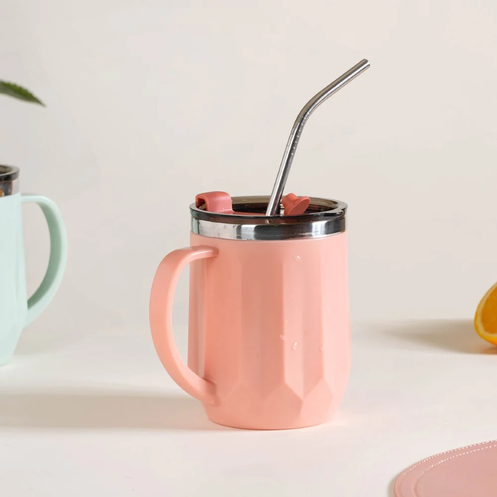 Stainless Steel Mug With Lid Set Of 2 Pink 400ml - Image 13