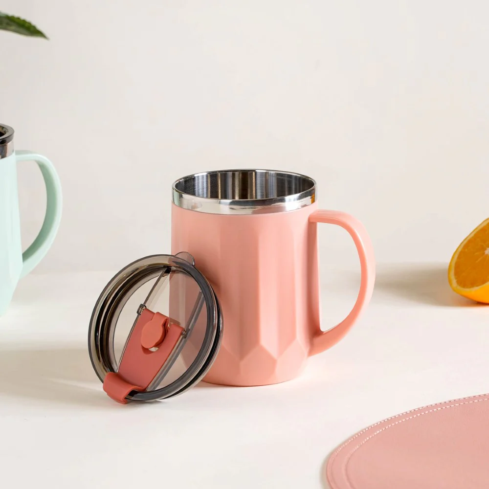 Stainless Steel Mug With Lid Set Of 2 Pink 400ml - Image 14