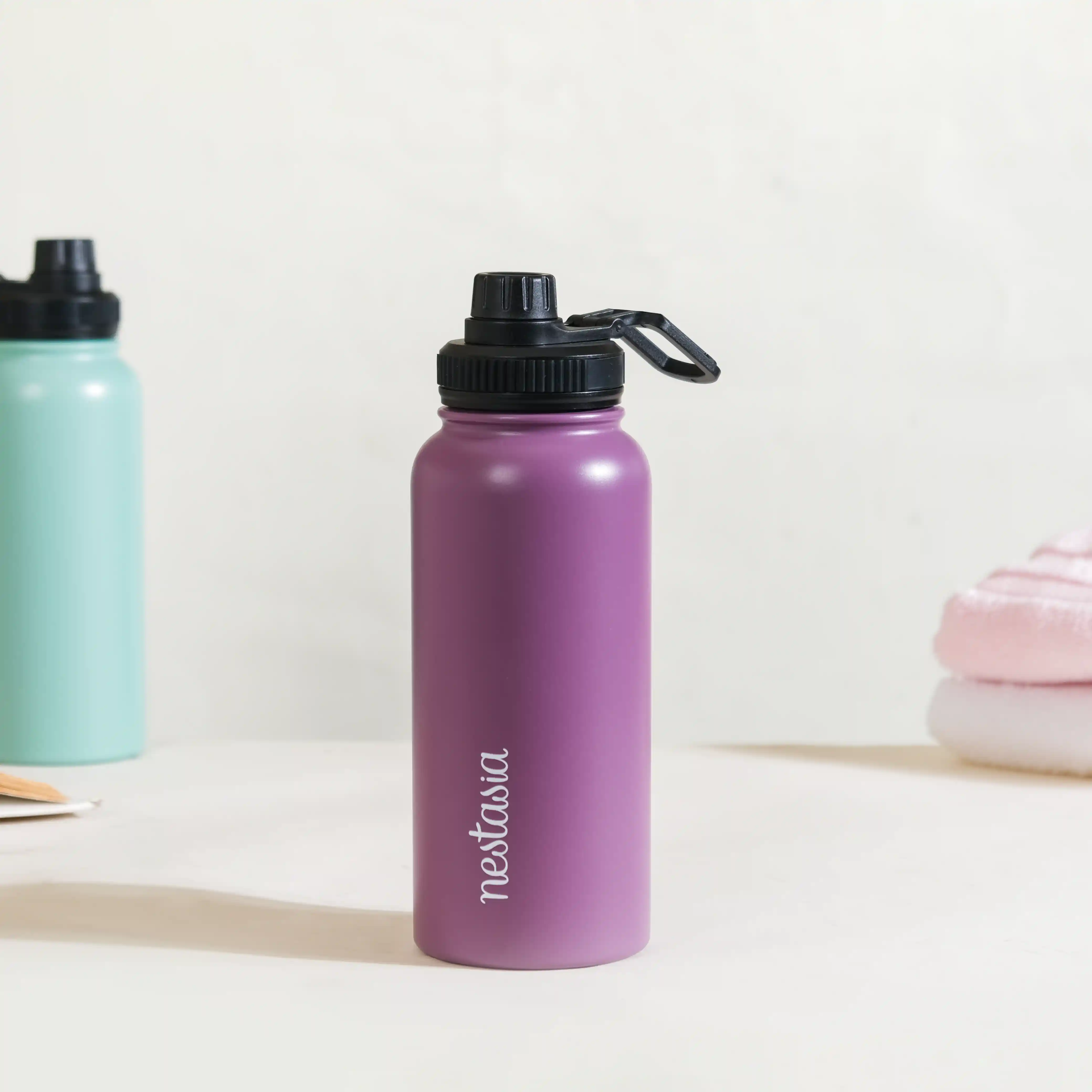 Stainless Steel Sipper Bottle Purple 1L - Image 2