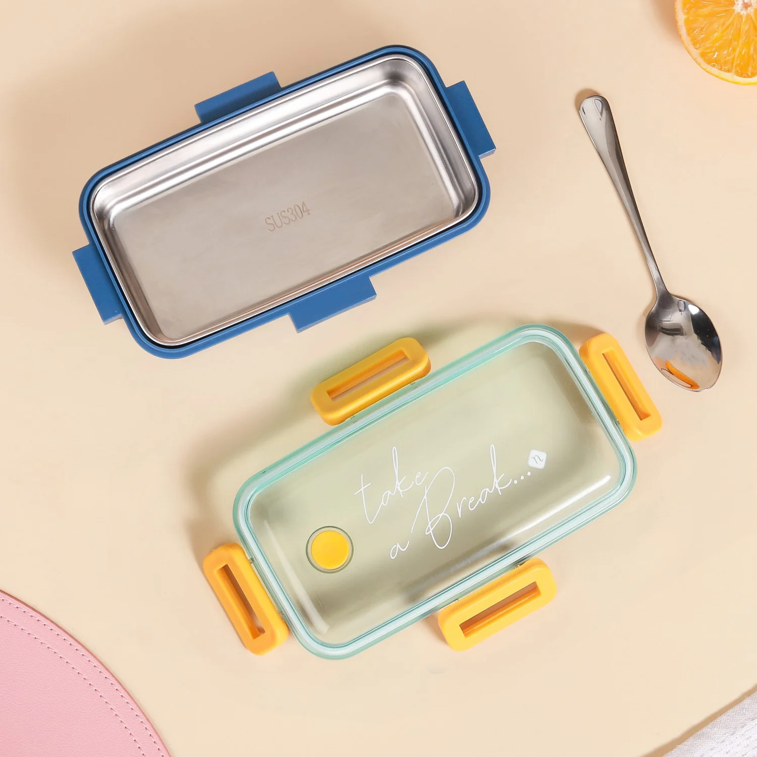 Stainless Steel Tiffin Box Small Blue 530ml - Image 23
