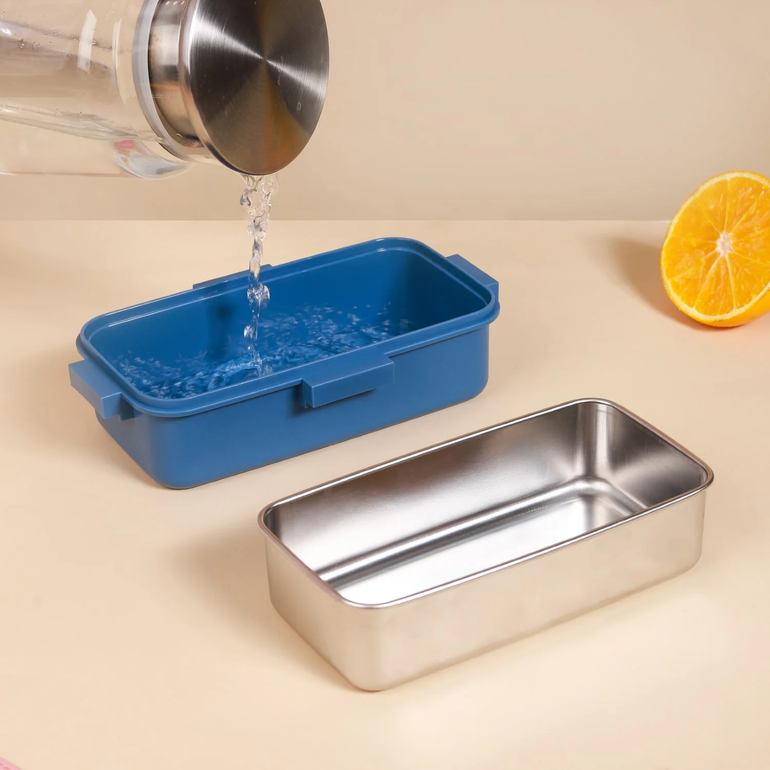 Stainless Steel Tiffin Box Small Blue 530ml - Image 5