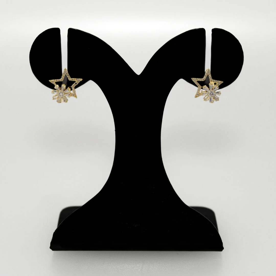 Star Studs With Rotating Floral Accent - Image 6