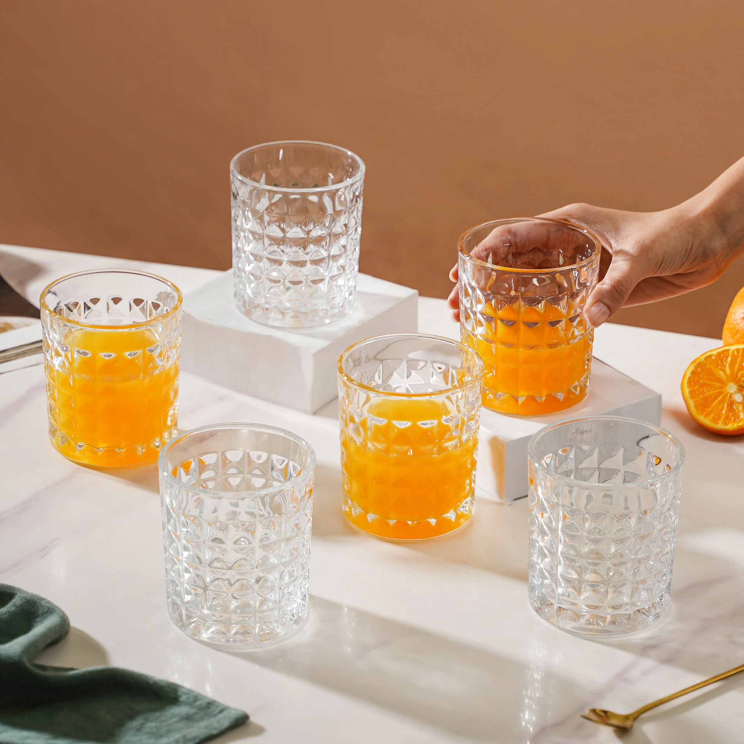 Starcut Textured Small Drinkware Glass Set Of 6 250 ml - Image 2
