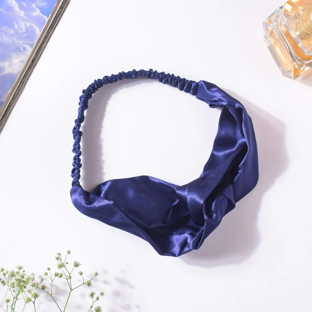 Starry Night Blue Satin Hair Band