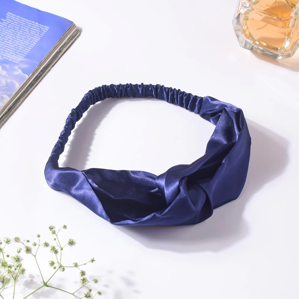 Starry Night Blue Satin Hair Band - Image 3