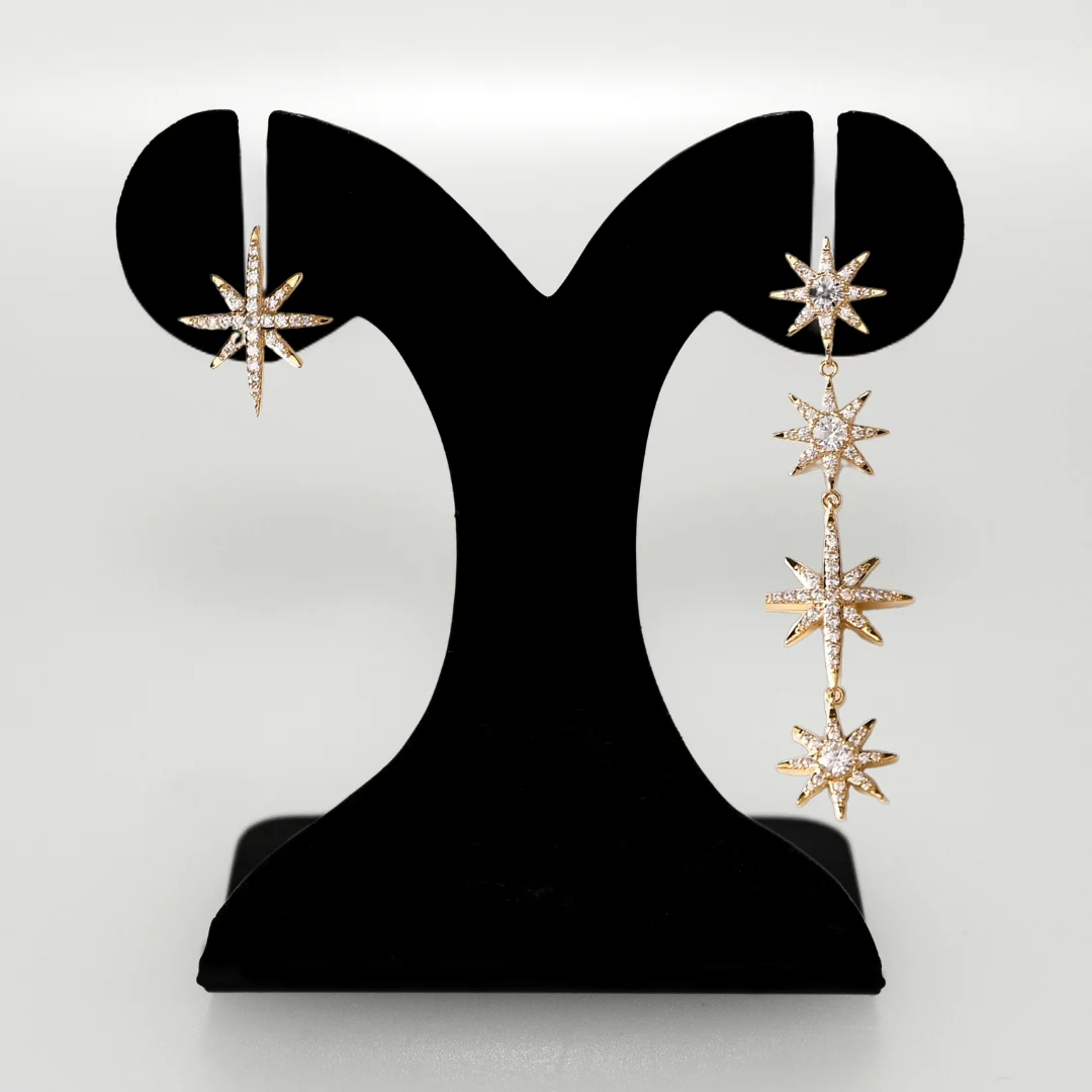 Starry Night Stone Studded Gold Earrings - Image 6