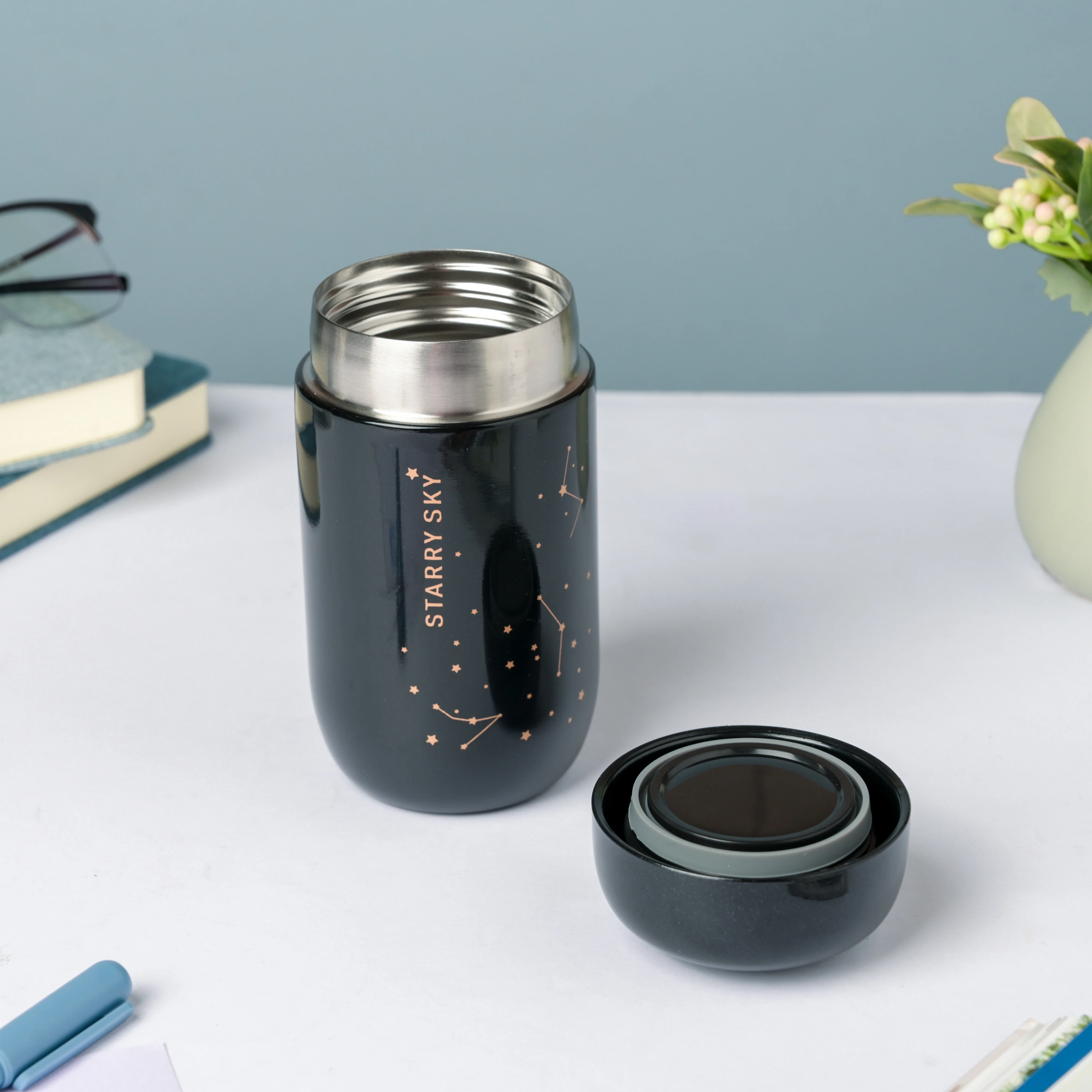 Starry Sky Mini Stainless Steel Flask Black 200ml - Image 2