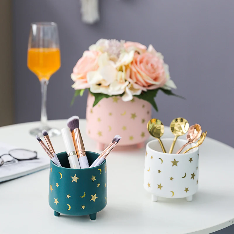 Stars and Moons Pink Ceramic Planter Large - Image 10