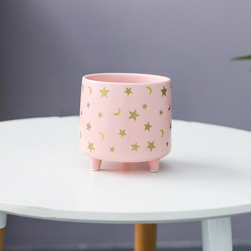 Stars and Moons Pink Ceramic Planter Large - Image 9