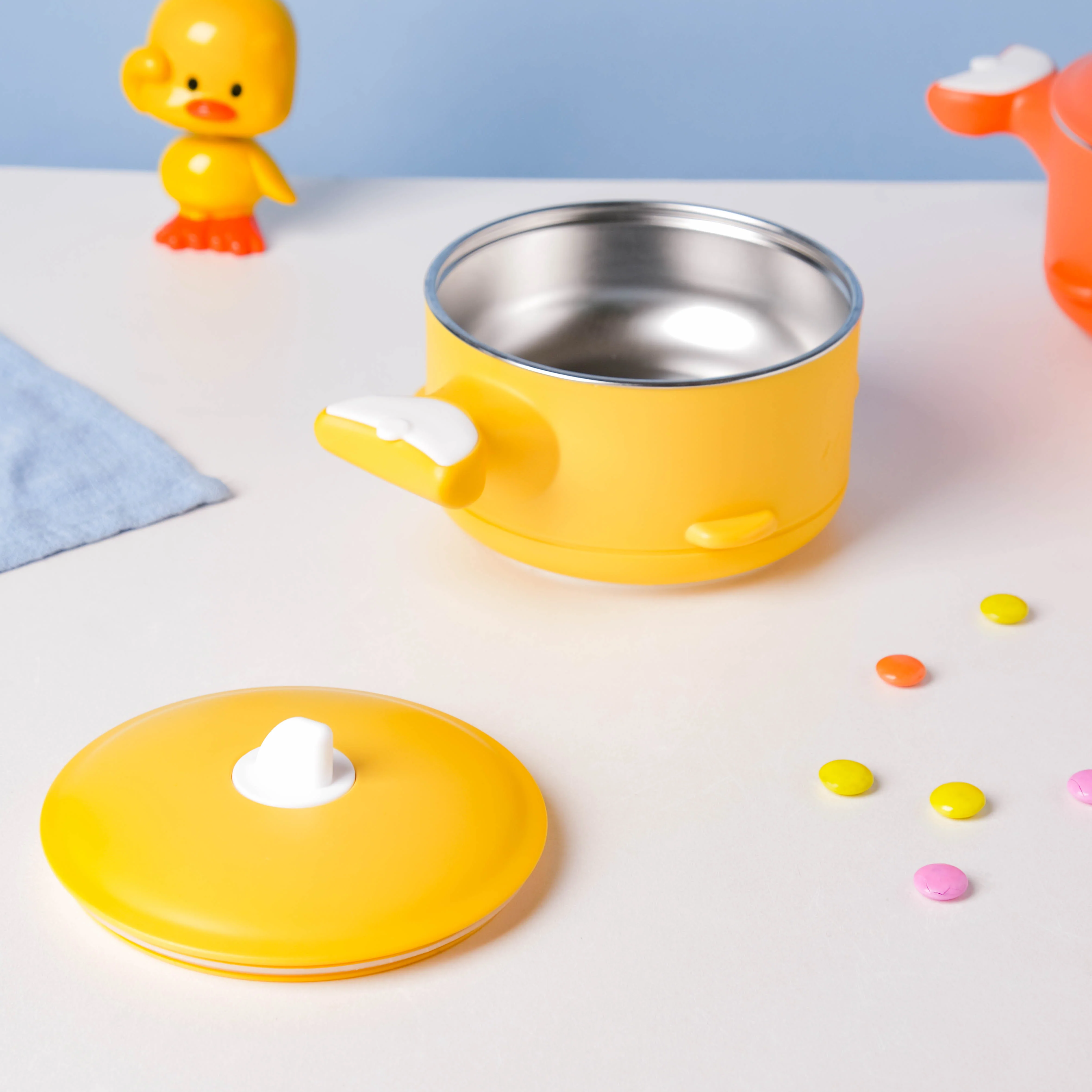 Stay Warm Steel Bowl With Suction Base Yellow 350 ml - Image 10