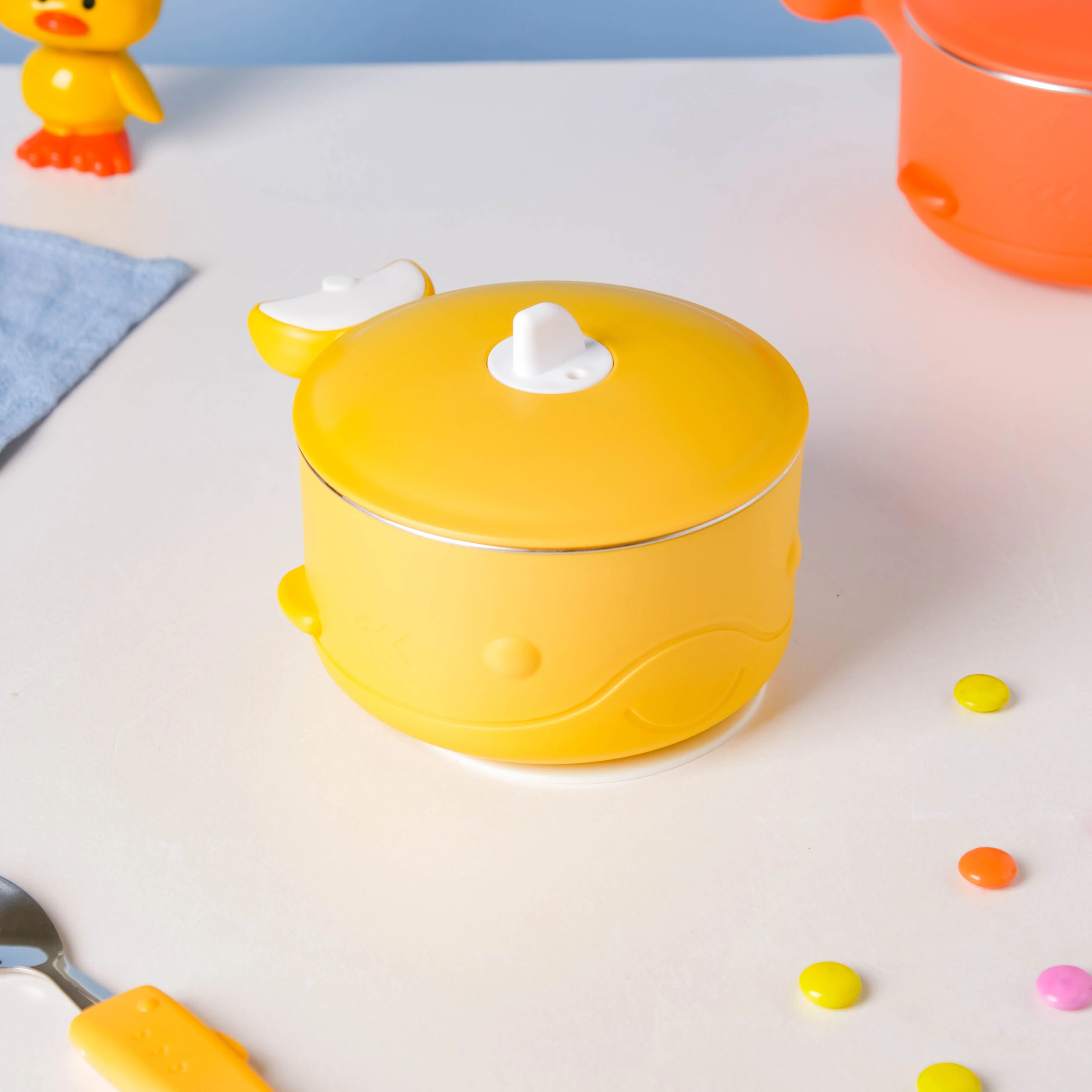 Stay Warm Steel Bowl With Suction Base Yellow 350 ml - Image 12
