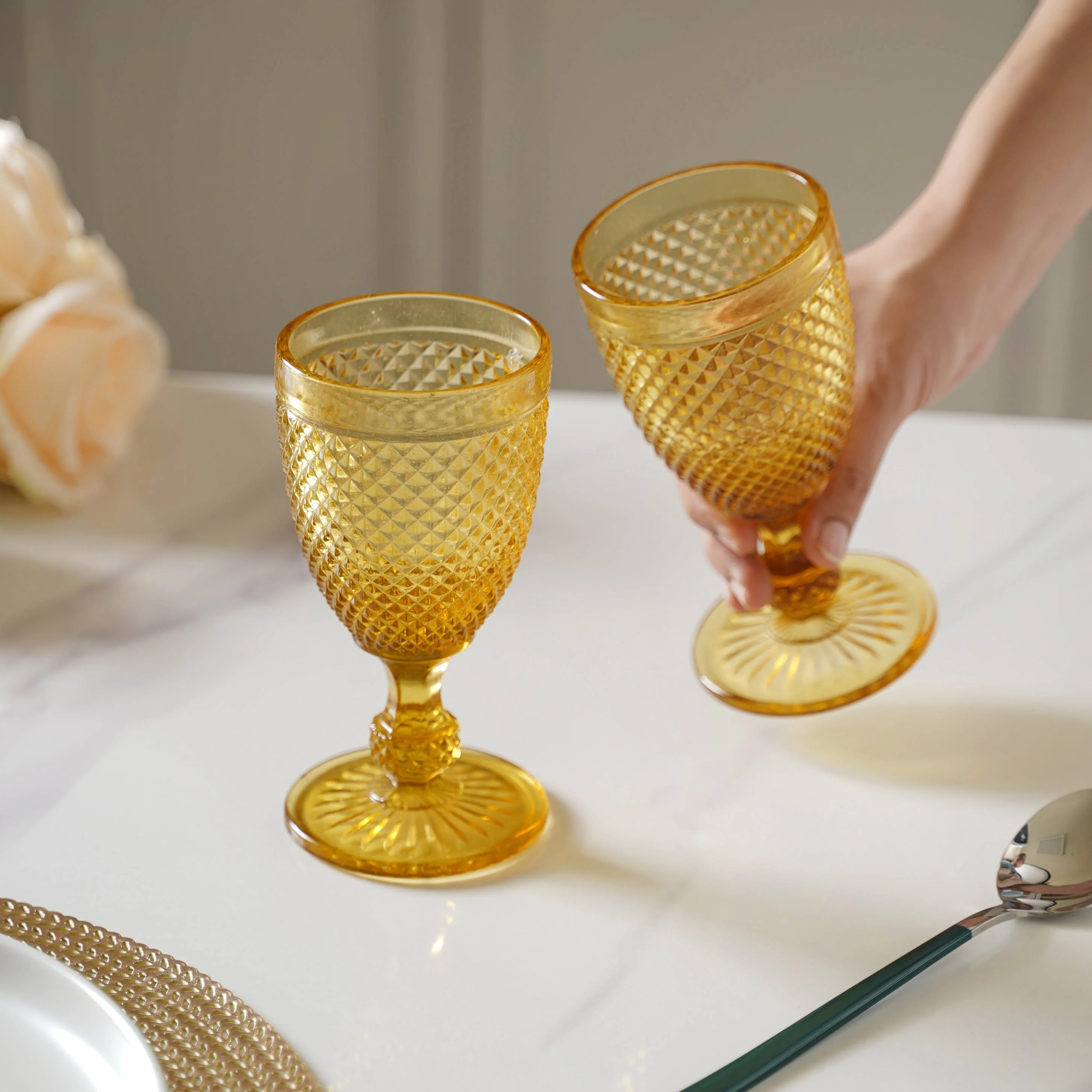 Stemmed Crystal Glass Set of 2 - Image 2