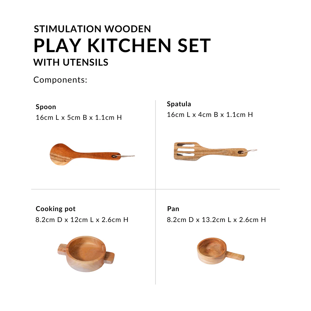 Stimulation Wooden Play Kitchen Set With Utensils - Image 6