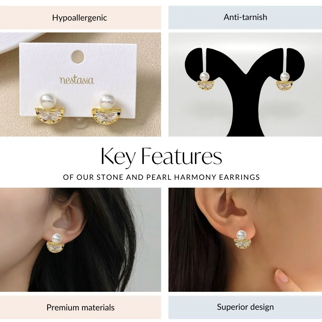 Stone And Pearl Harmony Earrings - Image 4