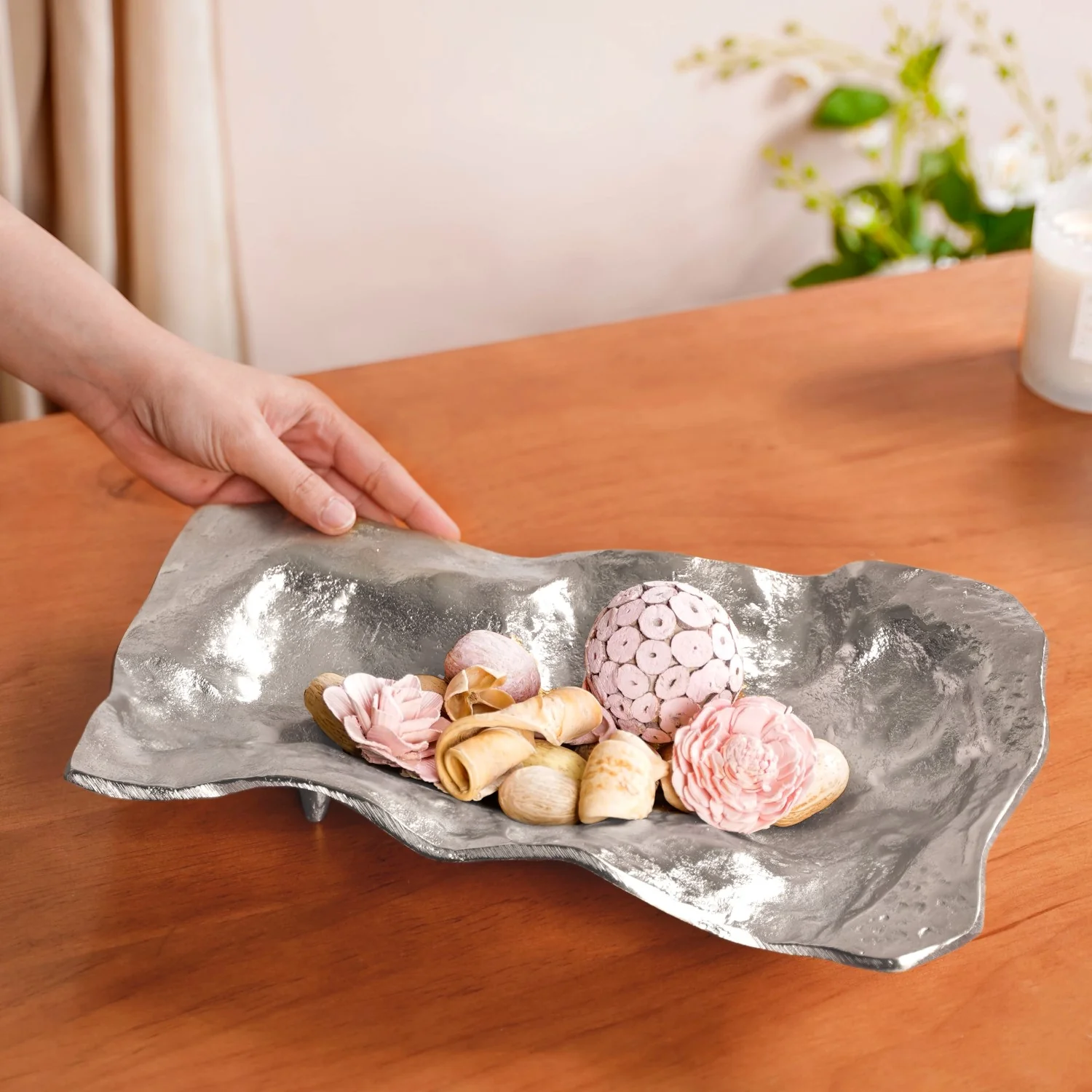 Silver Abstract Decorative Tray - Image 3