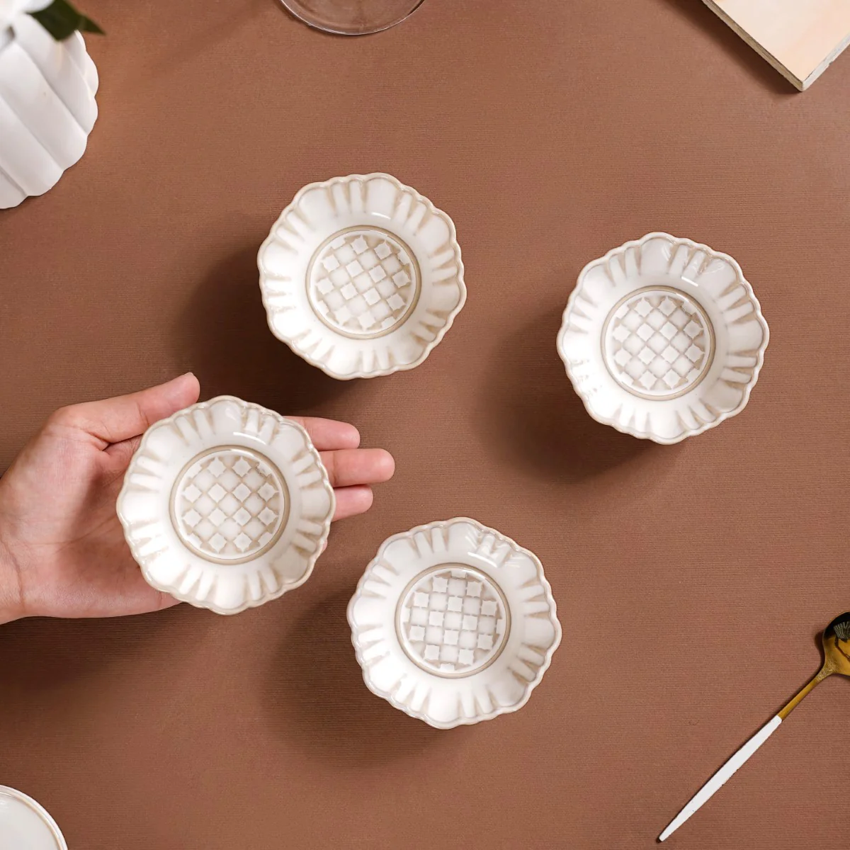 Stoneware Ivory Ceramic Dip Bowl Set Of 4 50ml - Image 2