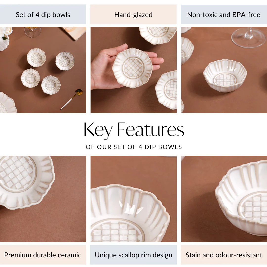 Stoneware Ivory Ceramic Dip Bowl Set Of 4 50ml - Image 4