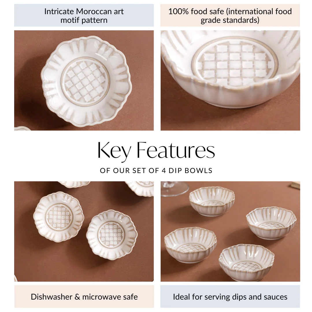 Stoneware Ivory Ceramic Dip Bowl Set Of 4 50ml - Image 5