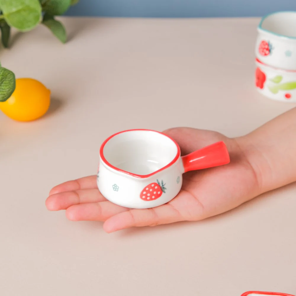 Strawberry Ceramic Creamer With Handle Red Small - Image 2