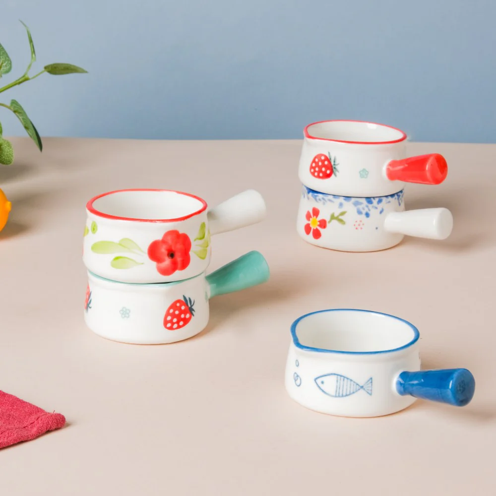 Strawberry Ceramic Creamer With Handle Red Small - Image 7