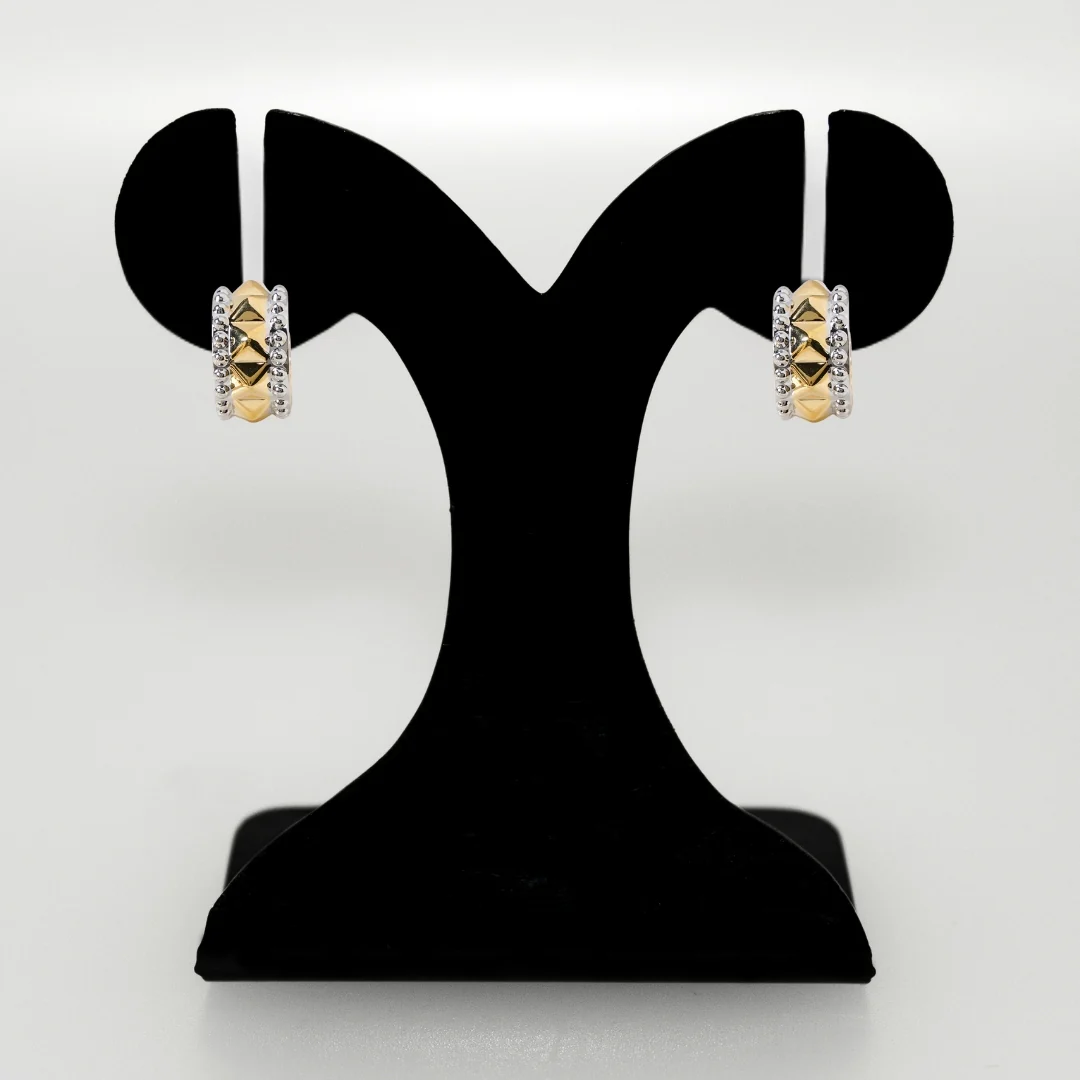 Studded Dual Tone Hoops - Image 6