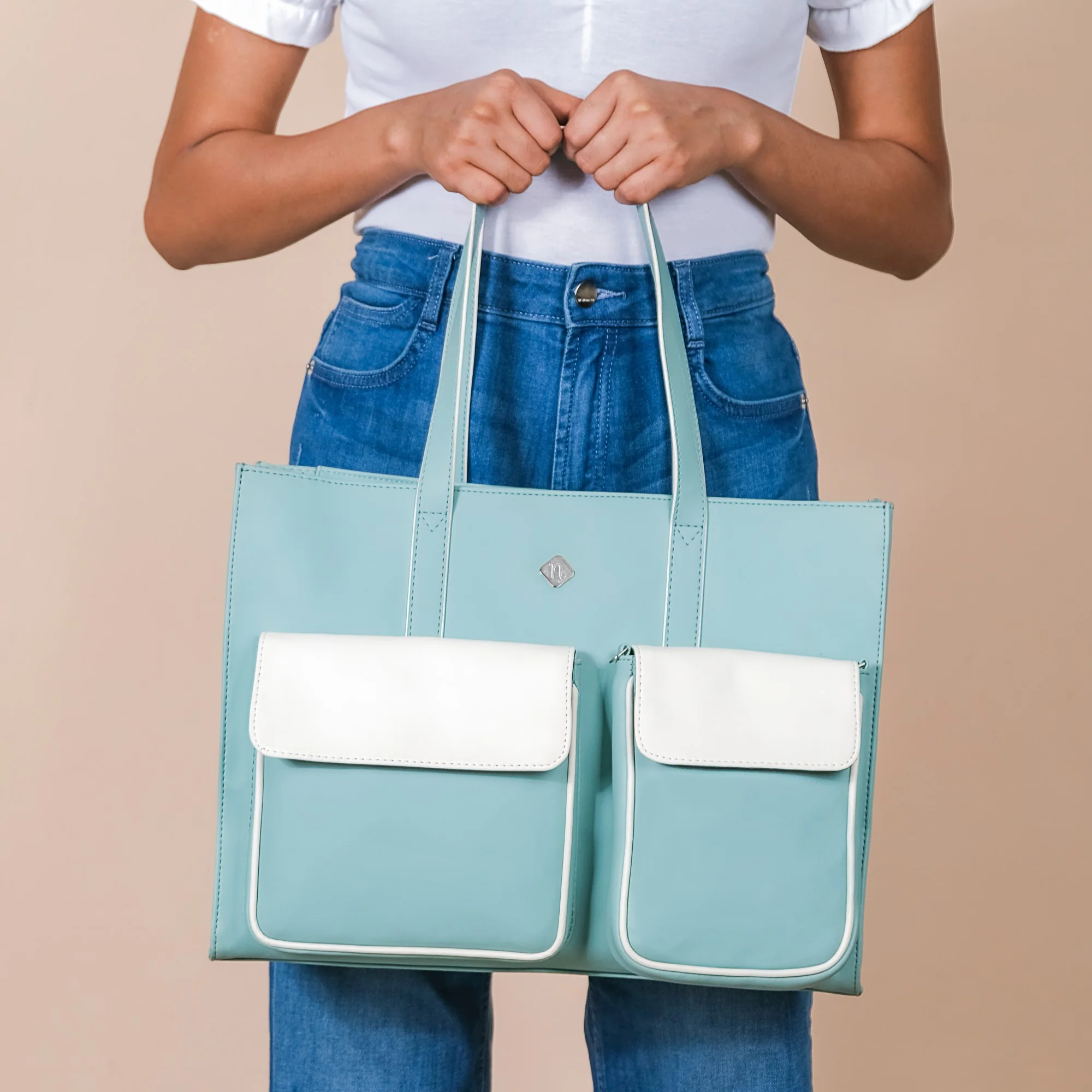 Stylish Travel Tote Bag Turquoise - Image 11