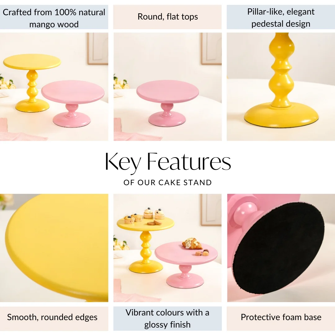 Sugar Pop Round Cake Stand Set Of 2 Pink And Yellow - Image 5