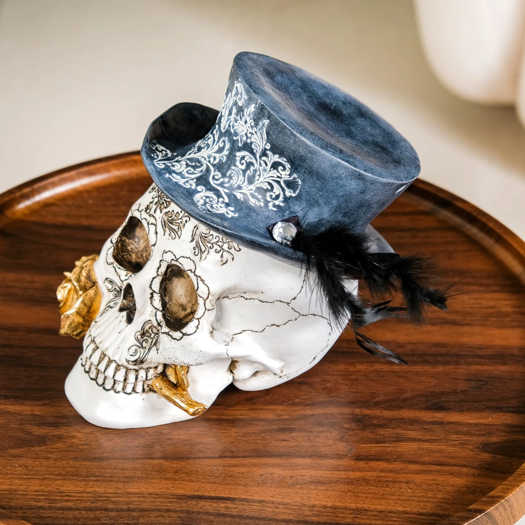 Sugar Skull With Hat Decor Showpiece For Home - Image 6