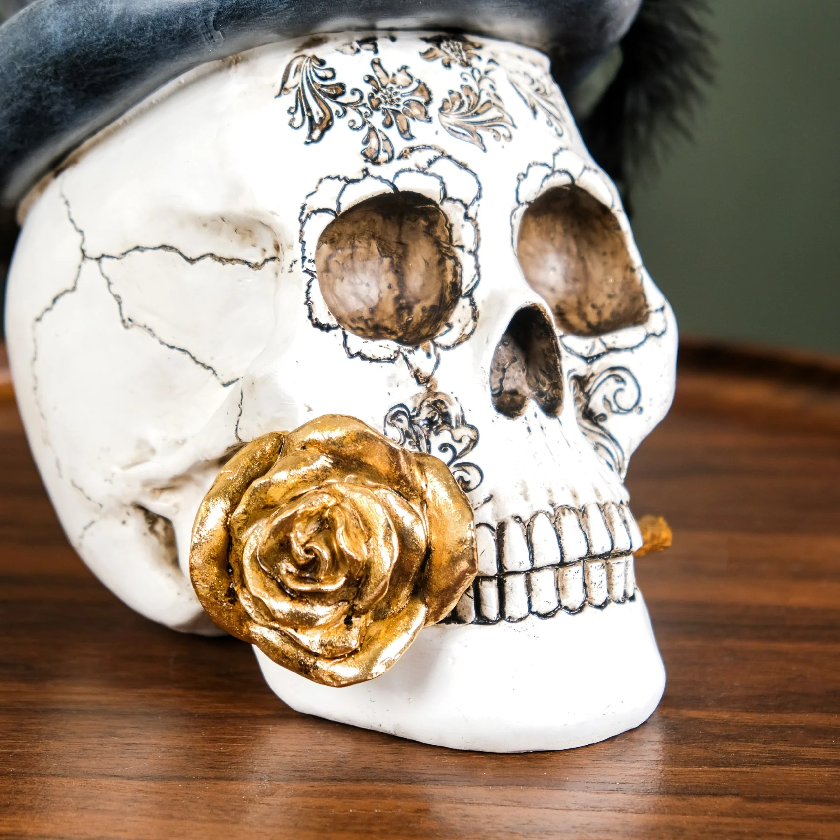 Sugar Skull With Hat Decor Showpiece For Home - Image 7
