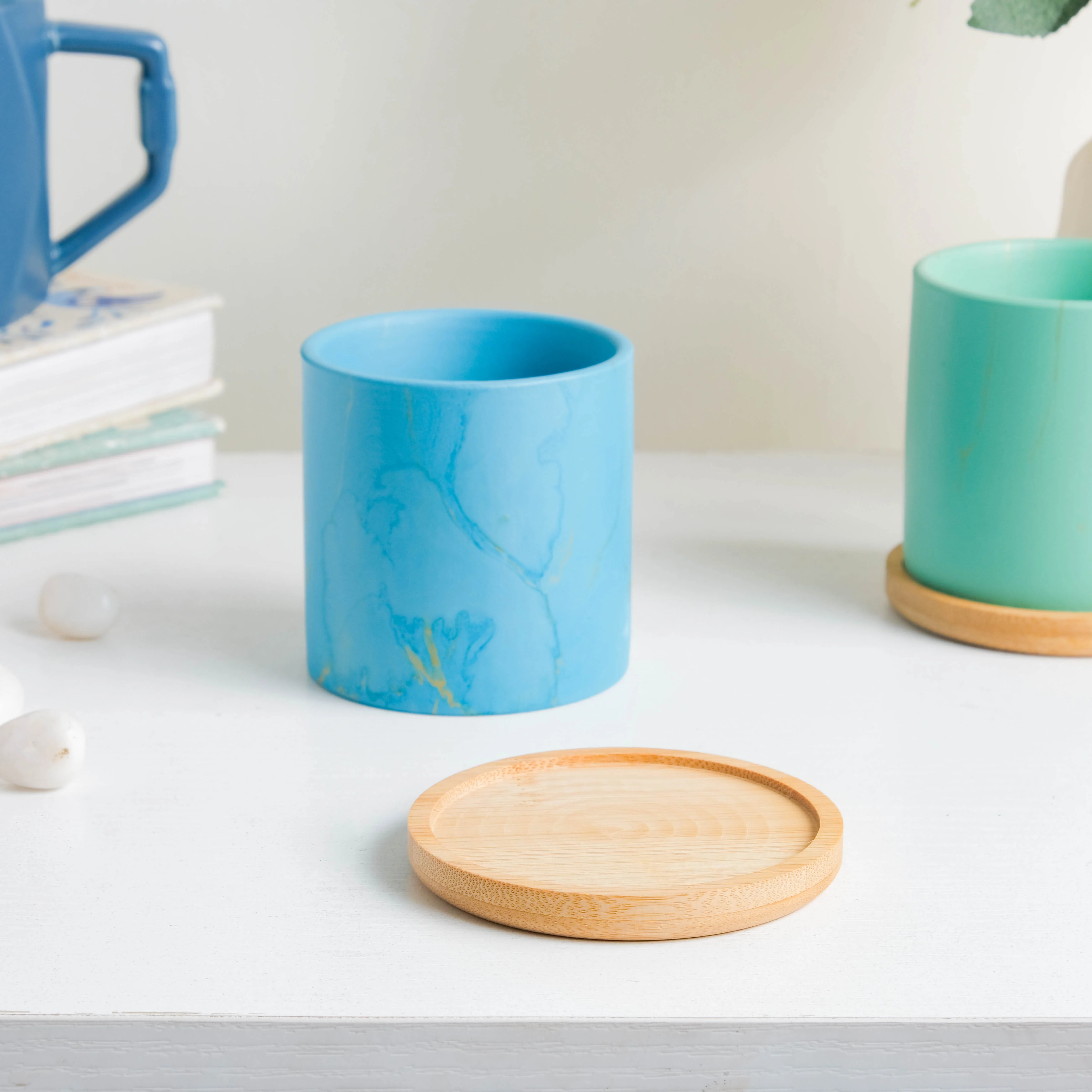 Summer Blue Planter With Coaster - Image 4