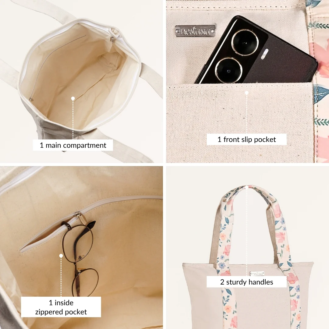 Summer Meadow Large Canvas Zipper Tote Bag - Image 7